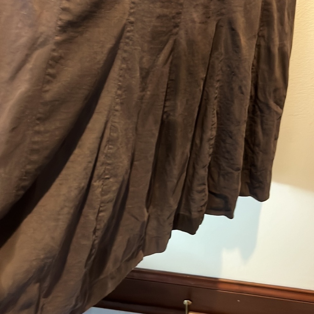 Theory Linen blend vertically pleated dress Scoopneck Dark taupe Size 8 EUC - Picture 5 of 7